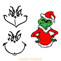 grinch face svg digital download files