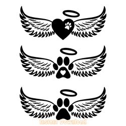dog memorial svg, cat remembrance cut file, paw with wings