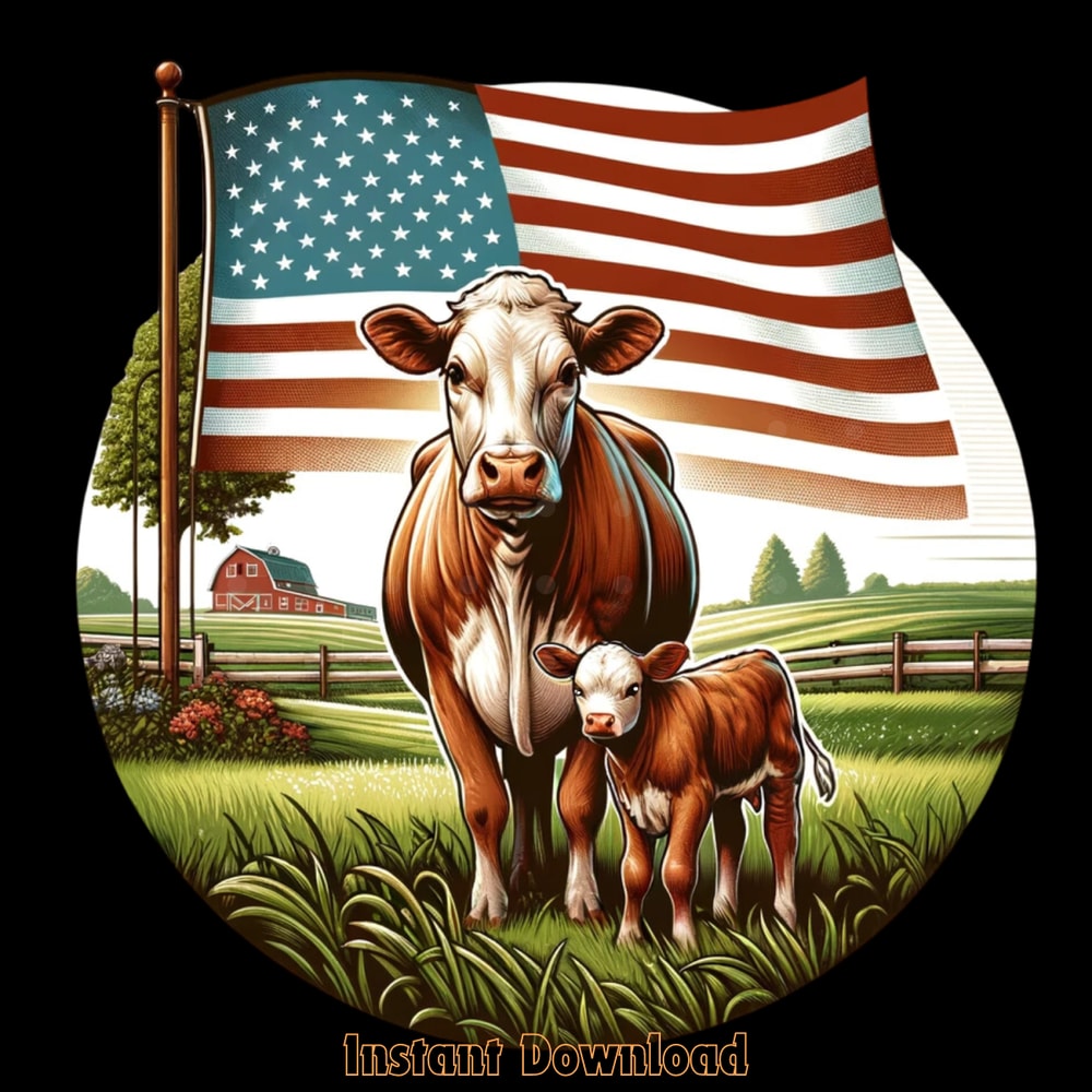 American-Cow-Png-Files,-Farm-Png,-Farmer-PNG140624CF49.png