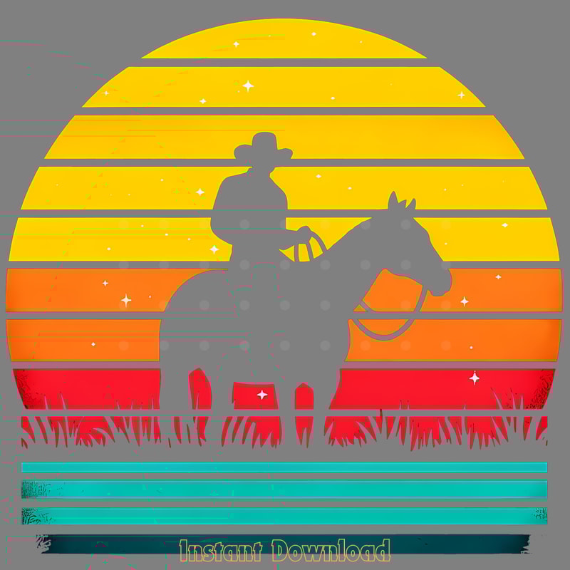 Western-Cowgirl-Png,-Horse-Retro-Sunset-Digital-Download-Files-PNG140624CF849.png