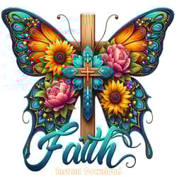 faith butterfly cross png, colorful digital download files