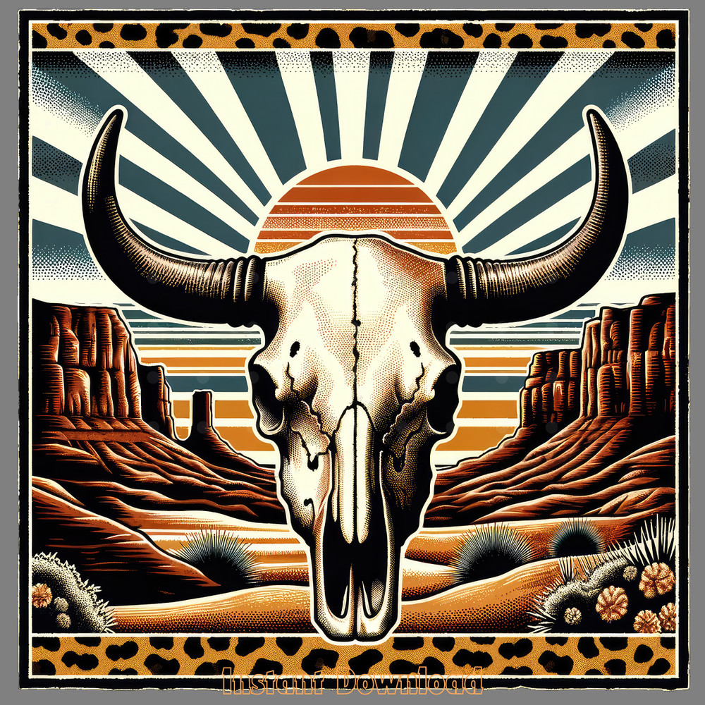 Vintage-Western-Cow-Skull-T-Shirt-Design-PNG140624CF1333.png