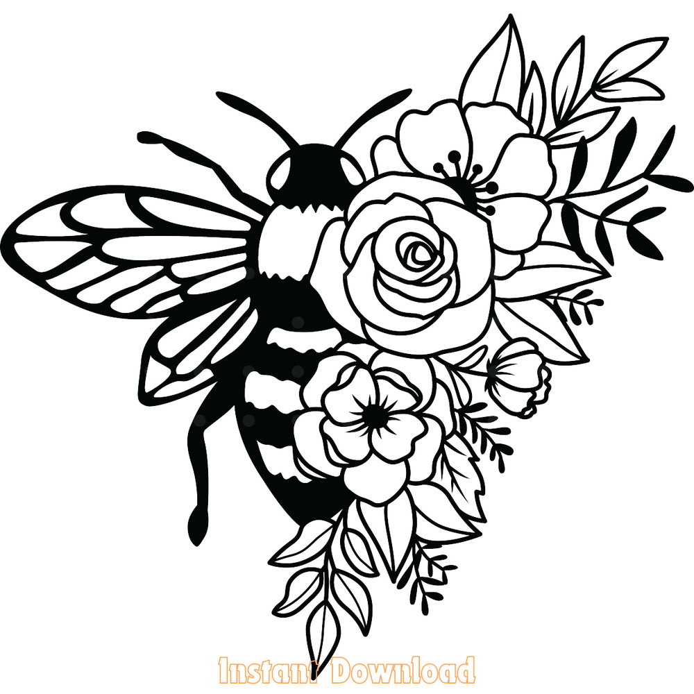 Bee-with-Flower-Svg,-Floral-Bee-Svg.-Digital-Download-Files-SVG200624CF3417.png
