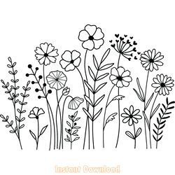 flower svg, flower meadow svg, flowers digital download files