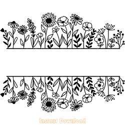 flower split monograme, flower frame digital download files