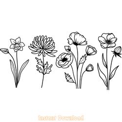 flowers, flower svg, wildflower svg digital download files