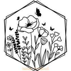 flower svg flower and butterfly svg digital download files