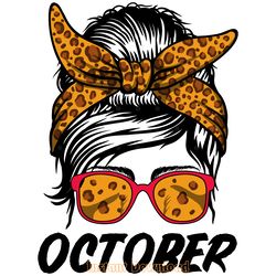 october birthday girl messy bun digital download files