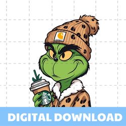 Grinch Boujee Christmas Leopard PNG Download File