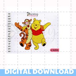winnie the pooh & tigger embroidery design, 4 sizes embroidery designs, winnie the pooh embroidery design, pooh face mas