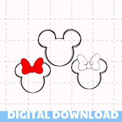mickey mouse and minnie mouse head, mickey head scribble, minnie scribble svg, png, eps and png files included, instant