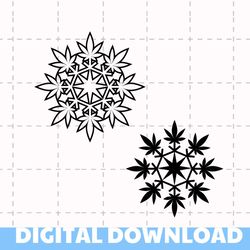 Cannabis Snowflake SVG | Christmas Marijuana Leaves | Cricut Silhouette Cameo Cutting File | Printable Clipart Vector Di