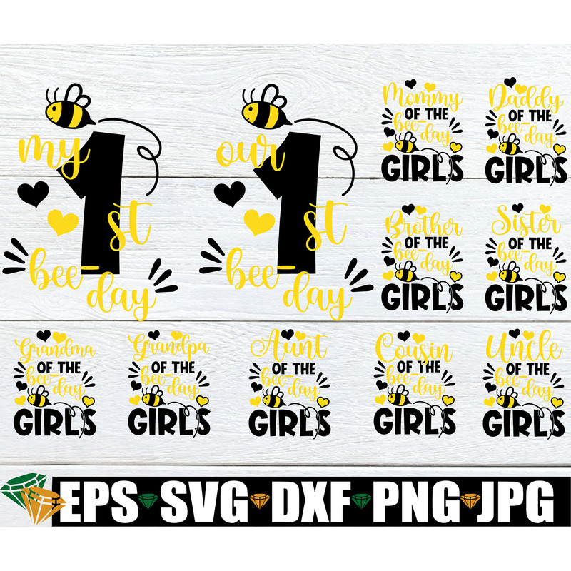 1st Bee-Day, Matching Family Twins Bee Birthday, Twins Bee Theme Birthday, Twins 1st Birthday, Family Matching Bee Theme Birthday For Twins.jpg