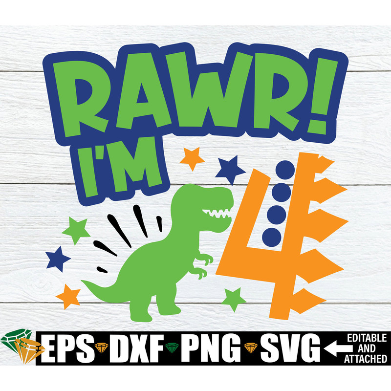 Rawr I'm 4, Dinosaur 4th Birthday,Dinosaur Theme 4th Birthday,Dinosaur 4th Birthday Shirt SVG,Dinosaur 4th Birthday Boy svg,4th Birthday SVG.jpg