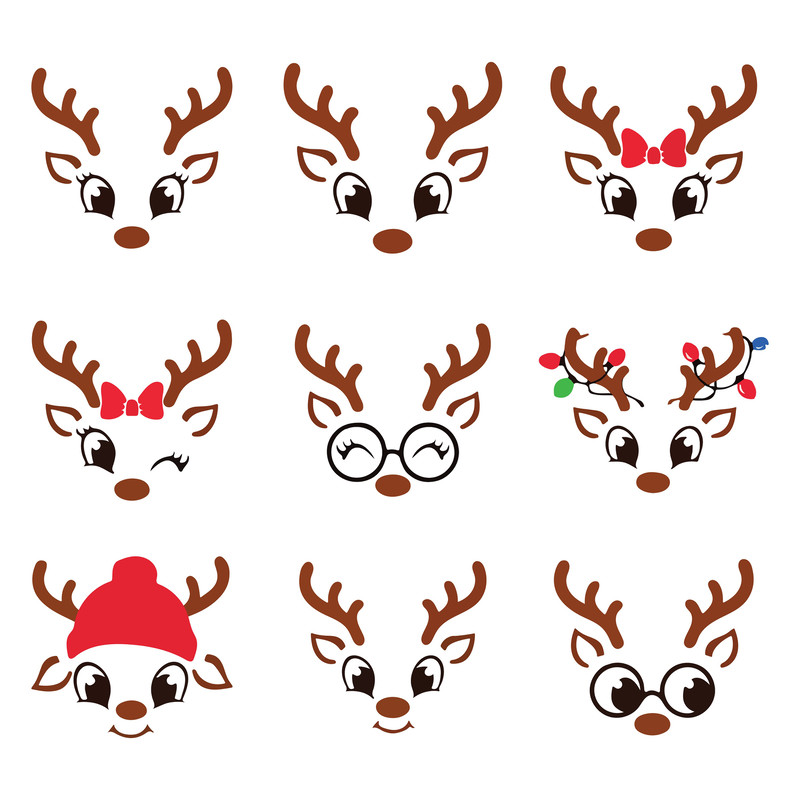 Christmas Reindeer Faces SVG PNG Bundle, Girl Reindeer SVG, Boy Reindeer Svg, Cute Reindeer Face Svg Cricut, Mega Christmas svg 1.jpg