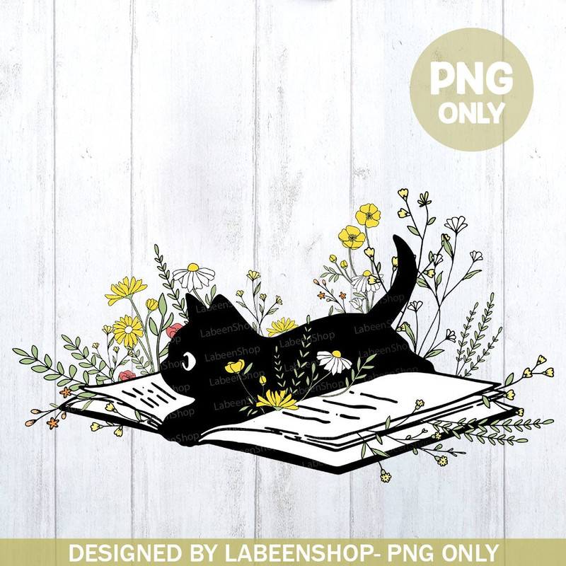 Cute Book Cat, Cat PNG for Cat Lover, Cat Mom, Illustration Cat, Illustration Art, Cat Lover, Cat sublimation, Black Cat, Png digital File 1.jpg