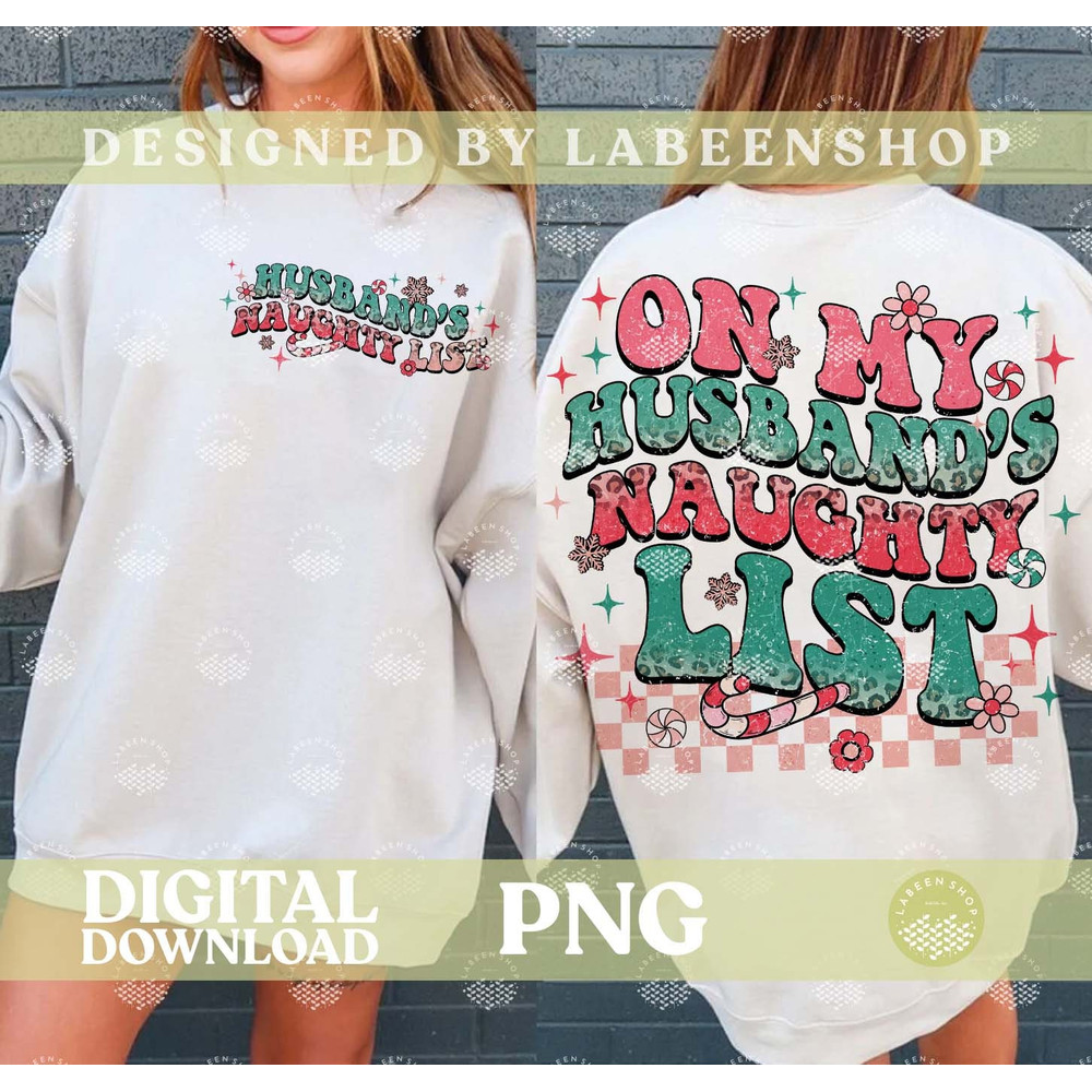 On My Husband's Naughty List PNG, Retro Christmas PNG, Trendy Christmas Png, Merry Xmas Png for girls, Christmas Holiday Gift, Trendy Png.jpg