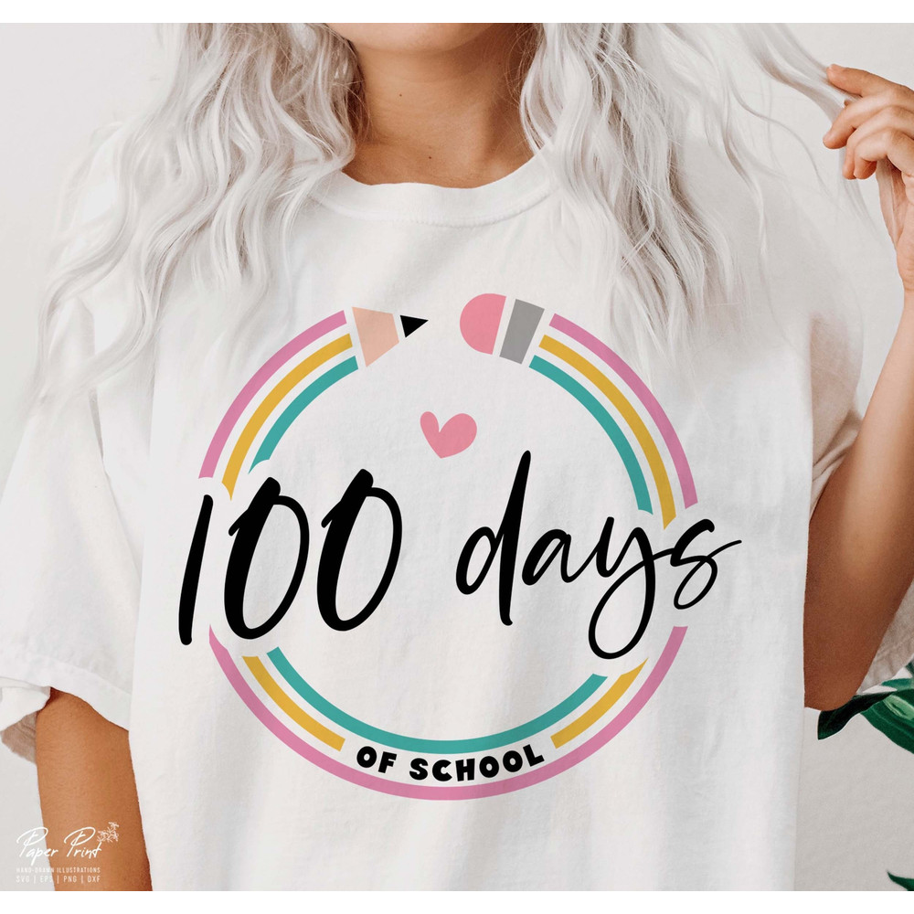 100 Days of School SVG, Teacher SVG, 100th Day of School SVG, School Svg, Kids Svg, Gift for teacher, Png Cut files for Cricut Sublimation.jpg