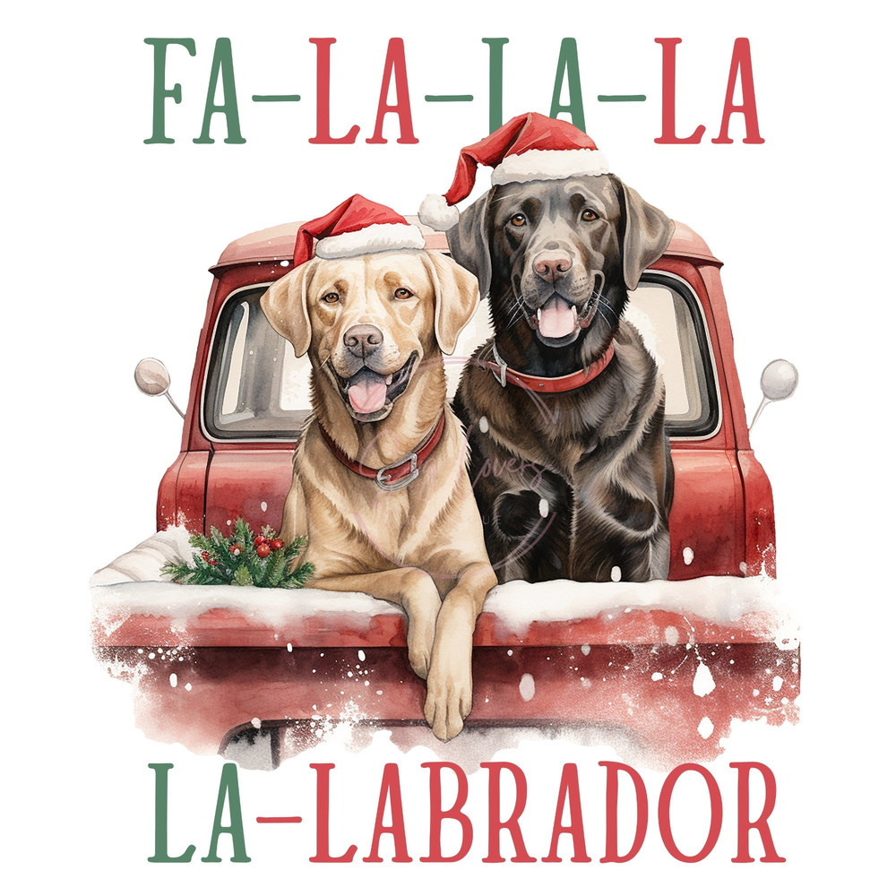 FA LA LA Png, Labrador Christmas png graphics, Watercolor dog clipart, Set of 10, Transparent background, Commercial use, Instant download.jpg