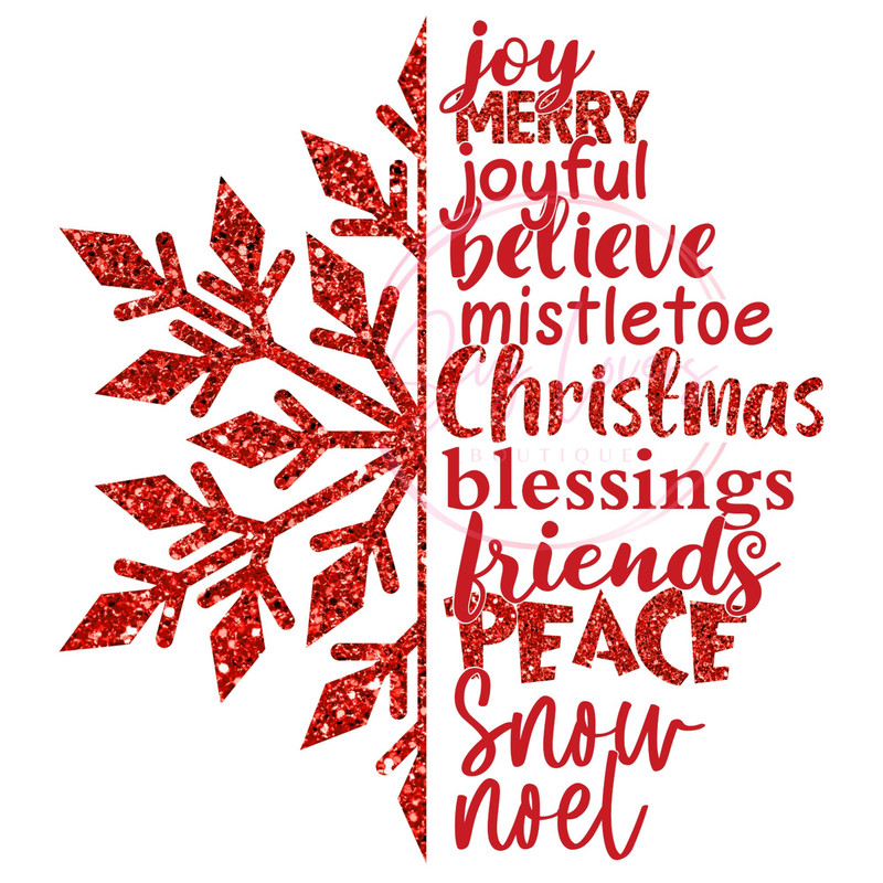 Joy Merry Joyful Believe Mistletoe Christmas Blessings Friends Peace Snow Noel PNG, Christmas Snowflake PNG, Sublimation Design Download.jpg
