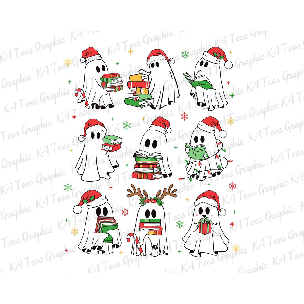 Christmas Ghost Book SVG, Cute Christmas Ghost Svg, Santa Ghost Svg, Christmas Svg, Ghost Christmas Svg, Funny Christmas, Digital Download.jpg