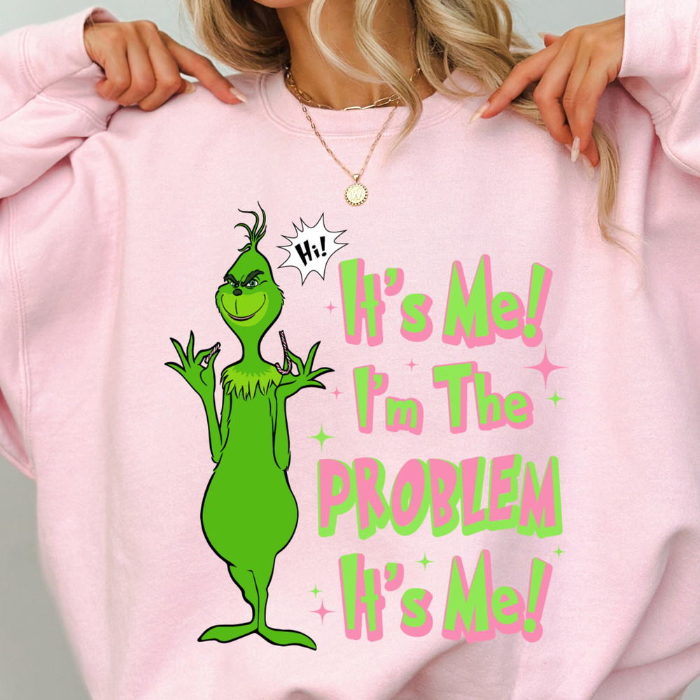 Hi It's Me I'm The Problem Svg Png, retro Pink Grinch Svg, Grinch Svg, Grinch Face Svg, Pink Grinch Png, Christmas Svg, Funny Grinch Svg.jpg