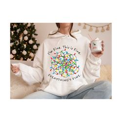 im fine everything is fine, funny christmas svg, png, christmas lights png, png digital design, trendy overstimulated pn