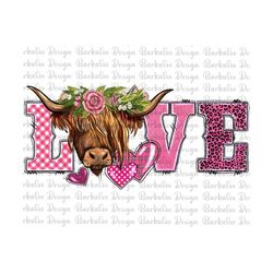 valentines day love western cow sublimation design, cow png, valentine&39s day png, western cow love png, western cow pn