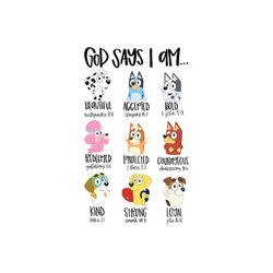 bluey god says i am png files, bluey png, bluey and bingo png, bluey family png, bluey and friends png, bluey dance mode png