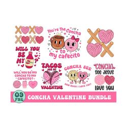 concha valentine's bundle png, retro valentine png, mexican valentine bundle png, conchas pan dulce heart png digital download