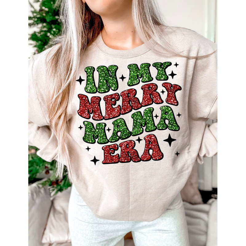 Faux Sequin Merry Mama png, Christmas Mama PNG In My Merry Mama Era PNG Glitter Trendy Retro Popular Aesthetic Mama Shirt Design Sublimation.jpg