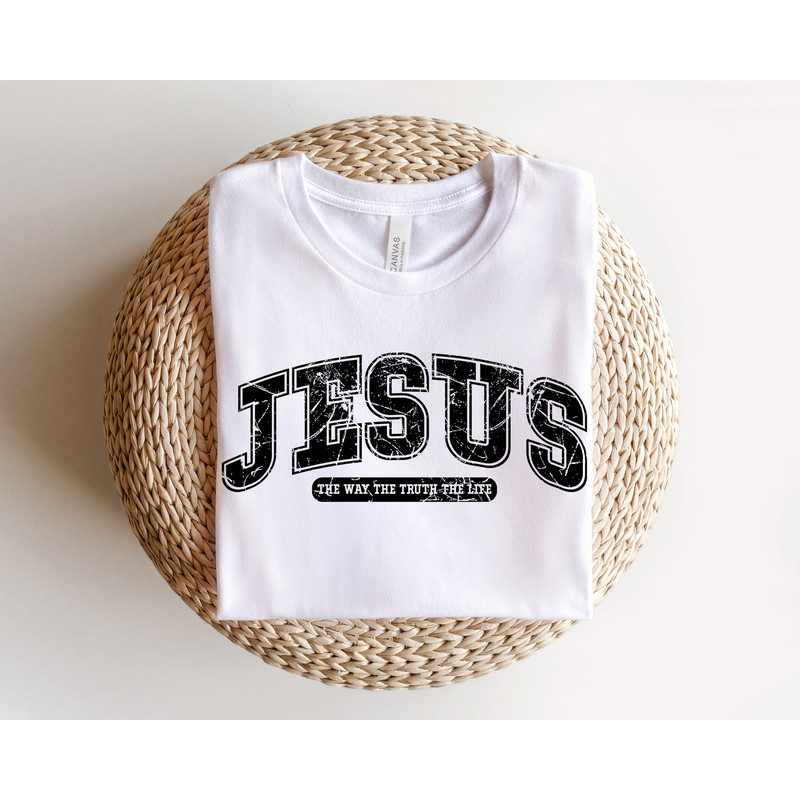 Jesus The Way Truth Life svg PNG Sublimation, John 146, Varsity College Font, Distressed Grunge Christian Jesus Sublimation Design PNG.jpg