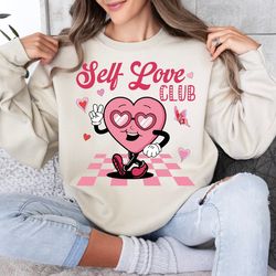 self love club png, groovy valentine day png, retro valentine png, valentines trending png digital, xoxo retro png, tren