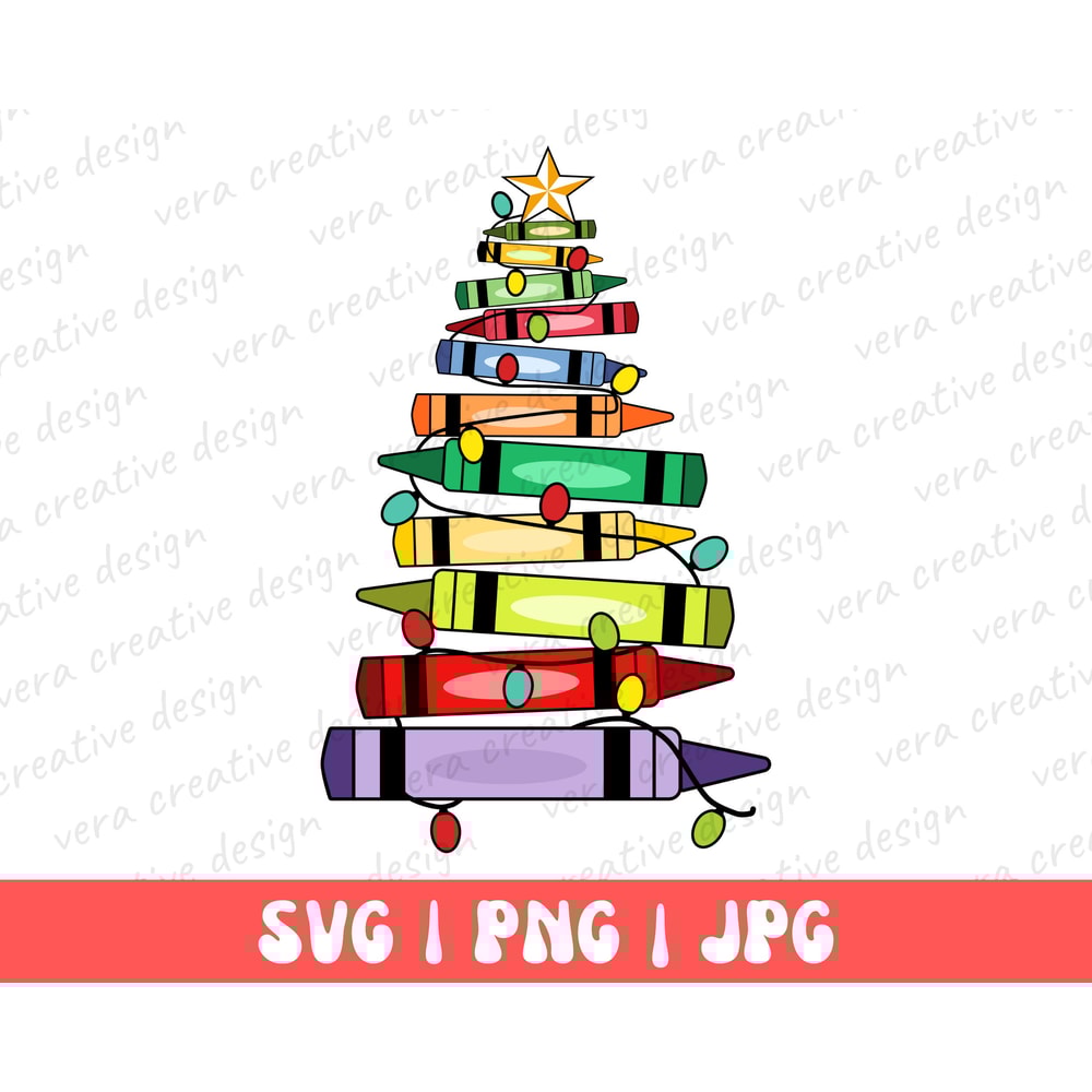 Crayon Christmas Tree Svg, Christmas Gift, Christmas Crayon Png, Teacher Christmas Png, Gift For Teachers, School Christmas, Xmas Design Png.jpg