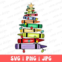crayon christmas tree svg, christmas gift, christmas crayon png, teacher christmas png, gift for teachers, school christ