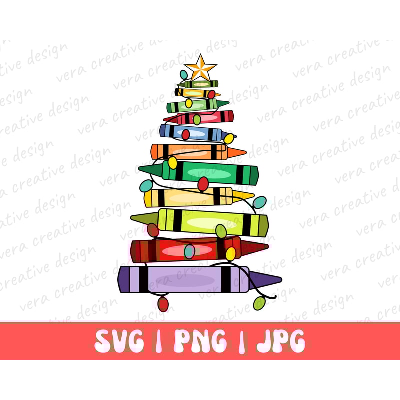 Crayon Christmas Tree Svg, Christmas Gift, Christmas Crayon Png, Teacher Christmas Png, Gift For Teachers, School Christmas, Xmas Design Png.jpg