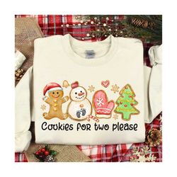 Christmas Cookies For Two PNG, Pregnancy Announcement Christmas PNG shirt, Pregnancy Reveal Christmas Sweater, Maternity
