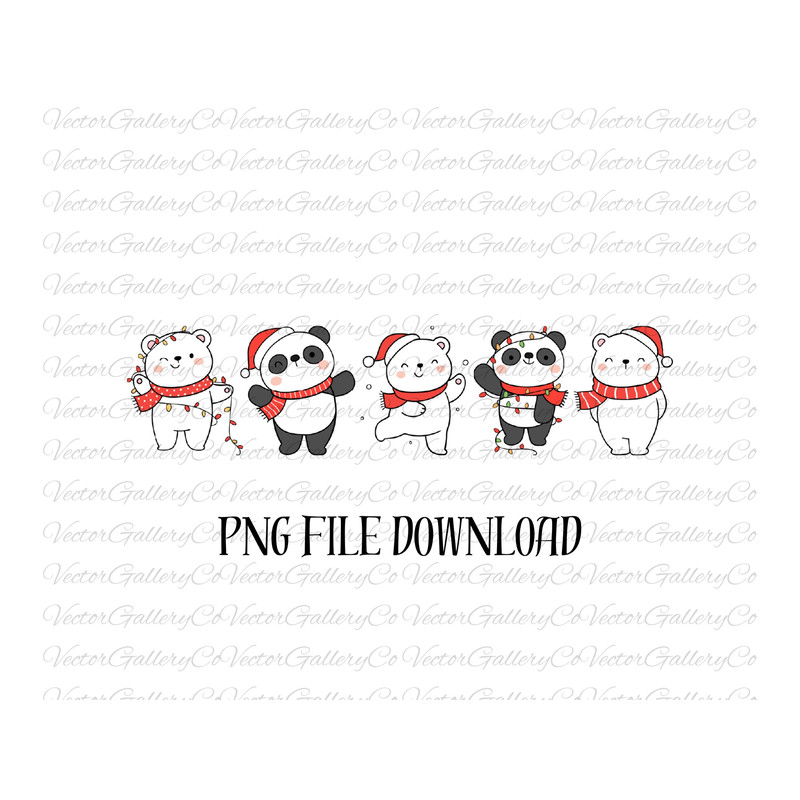Christmas Panda PNG, Polar Bear Png, Cute Panda Christmas Png, Digital Download, Christmas Lights Png, Christmas Lights Png, Christmas Png.jpg