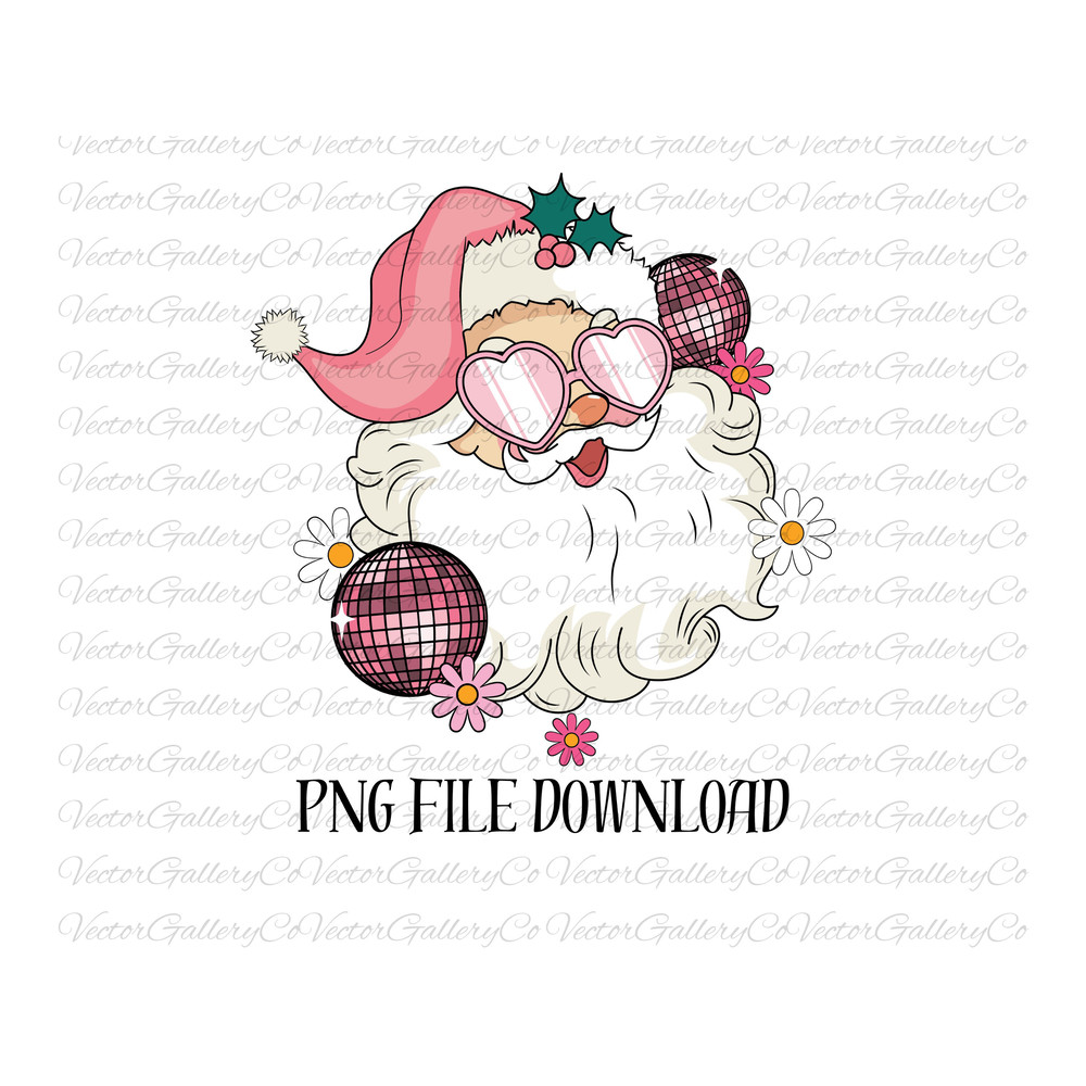 Disco Santa Claus PNG-Christmas Sublimation Digital Design Download-Christmas Flowers, Preppy Santa Png, Groovy Christmas Png, Disco Png.jpg