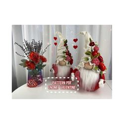 pattern pdf scandinavian gnome valentine, valentine&39s day present diy handmade  gift postcard png