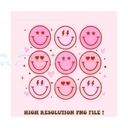retro smile face png, pink smile face png, smile face sublimation, distressed png design, shirt sublimation design, vale