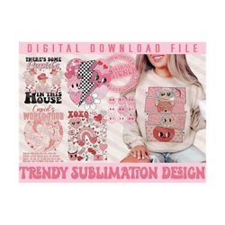 retro valentines png bundle, valentines sublimation design, trendy valentines day png, love png, heart png, valentine pn