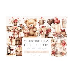 watercolor valentine&39s day clipart, watercolor love clipart, red, pink, valentine png graphics, wedding clipart, comme