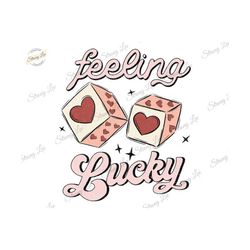 feeling lucky valentine&39s day png, valentines day png, retro valentine groovy digital sublimation, funny valentine png