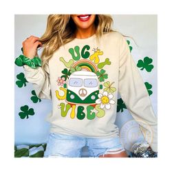 retro st patrick&39s day lucky vibes svg png,saint satricks day,lucky sublimation,clover png,shamrock png,sublimation de