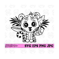 cute safari tiger svg, baby animal clipart, tropical beach vibes cut file, wild one t-shirt png, floral tiger stencil, hawaiian life luau