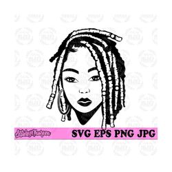 sexy afro woman dreadlock svg, black lady face stencil, dread hair style clipart, afro mom life svg, messy bun hair cut file, pretty face