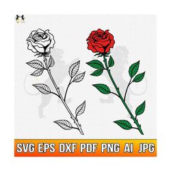 rose svg, red rose svg, flower svg, rose vector, rose clipart, rose cricut, rose cut file, rose flower svg, floral svg, rose laser engraving
