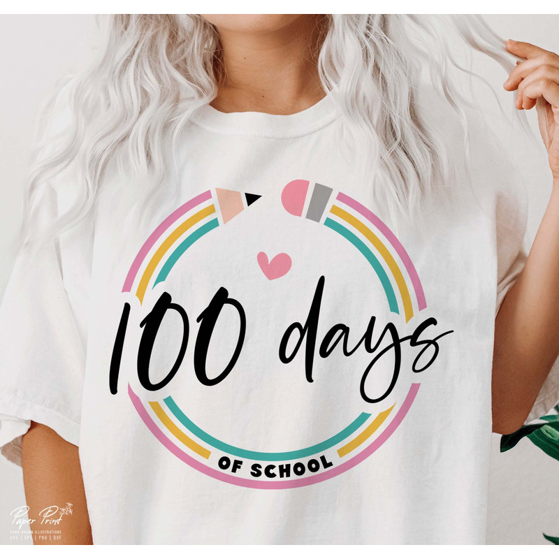100 Days of School SVG, Teacher SVG, 100th Day of School SVG, School Svg, Kids Svg, Gift for teacher, Png Cut files for Cricut Sublimation.jpg