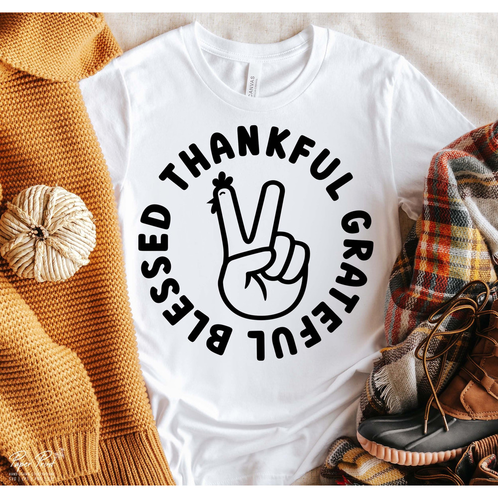 Peace Sign Turkey SVG PNG file, Thankful grateful blessed Svg, Thanksgiving Sublimation File, Fall shirt Svg, Cut File for Cricut Silhouette.jpg
